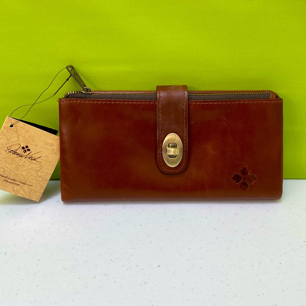 Patricia Nash Annesley Leather Wristlet /Wallet Cognac NEW